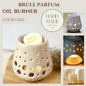 Perfume Burner – Gray Loob – Lacquered Ceramic Candle Holder – Healthy Diffusion Accessory – Scented Waxes, Essential Oils – Decorative Object