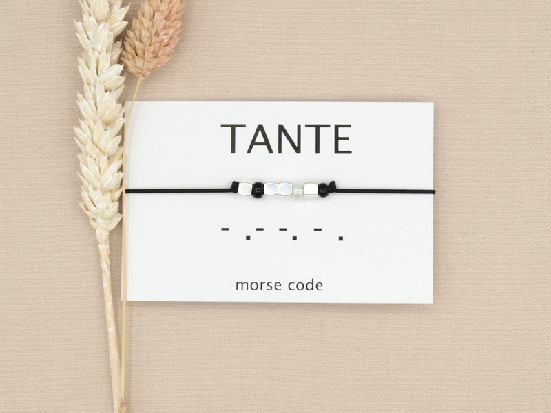 Morse code armband Tante (zilver,rosé goud,goud)