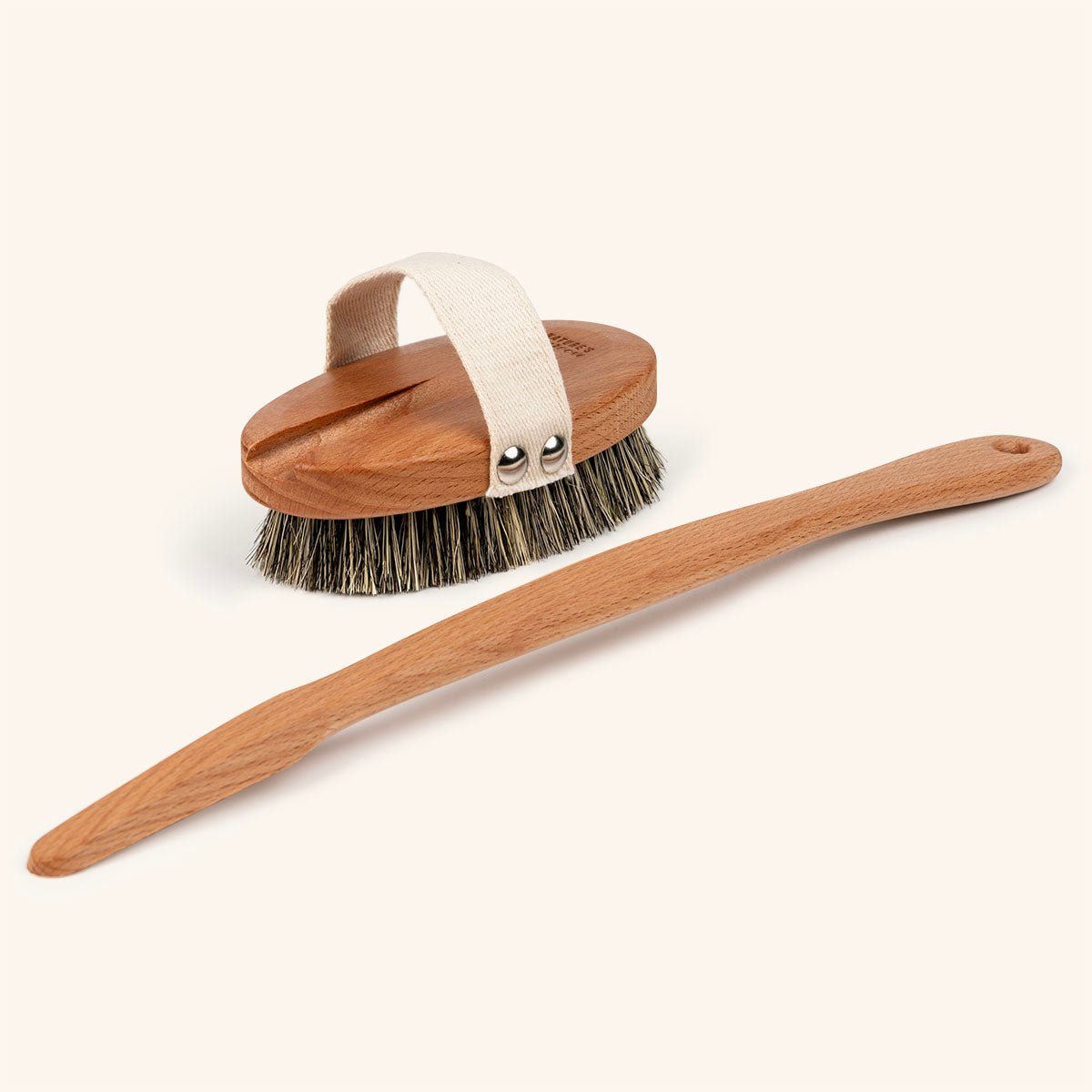 Wooden natural body brush with long detachable handle