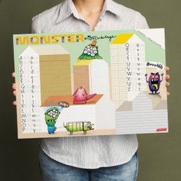 Schreibtischunterlage Monster – Kritzelunterlage mit ABC