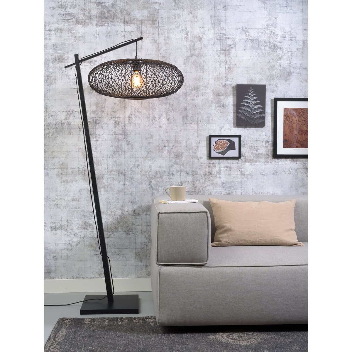 Vloerlamp Cango zw/kap zwart, S
