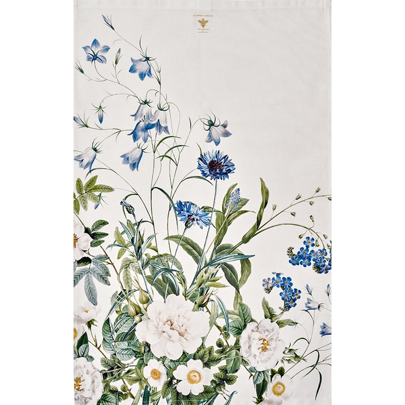 Organic tea towel - Blue Flower Garden JL