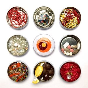 Click-Klack-doses 9-Set white, motif "Retroblume"