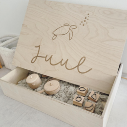 Coffret de jeux sensoriels en bois · votre logo