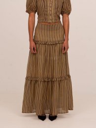 Striped Zafira Pink Print Maxi Skirt