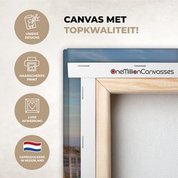 Lærredsmaleri - vægdekoration - strand - hav - klit - solnedgang - landskab