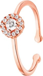 Silver ring round attachment with zirconia rose gold plated