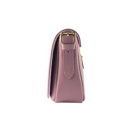 RB1002AZ | Borsa a Tracolla in Vera Pelle Made in Italy con Tracolla removibile in pelle e attacchi con fibbie in metallo Oro Lucido - Colore Rosa Antico - Dimensioni: cm 26 x 20 x 10
