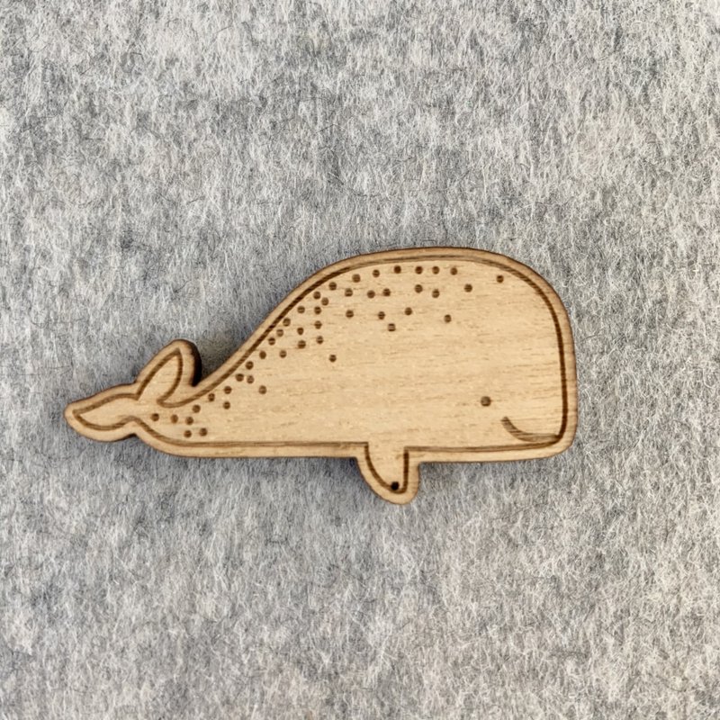 Wooden brooch - Whale