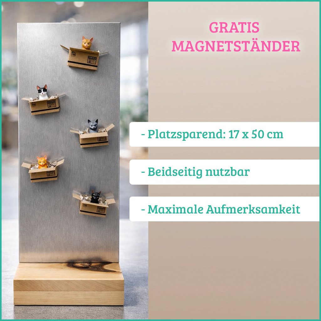 Håndlavet kattemagnet "Sort" - Mini æske med neodymmagnet