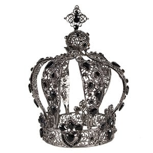 Headband Women Crown Ø 9x18 cm Gray Metal