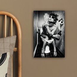 Canvas Painting - Wall Decoration Woman - Vintage - Curles - Toilet - Cigarette - Wall Decoration Living Room - Bedroom Decoration - Room Accessories - Canvas Paintings