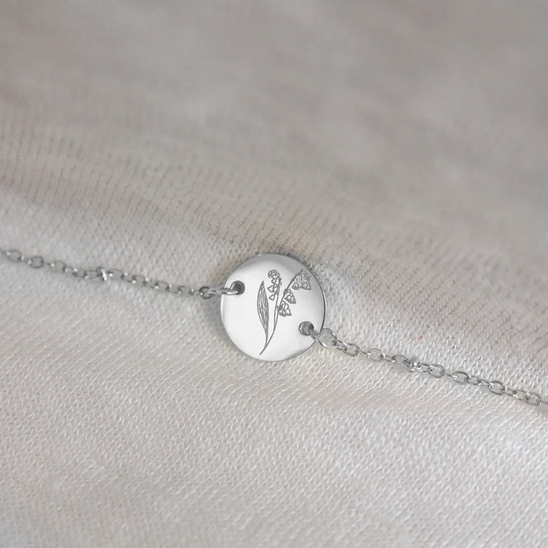 Bracelet Fleur de Naissance - Argent (peut être commandé par mois)
