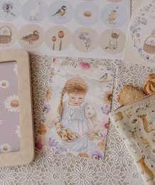 Ragazza da cartolina con anatre
