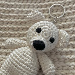 Charme de sac ours Luna-Leena blanc cassé - coton biologique - crocheté à la main au Népal