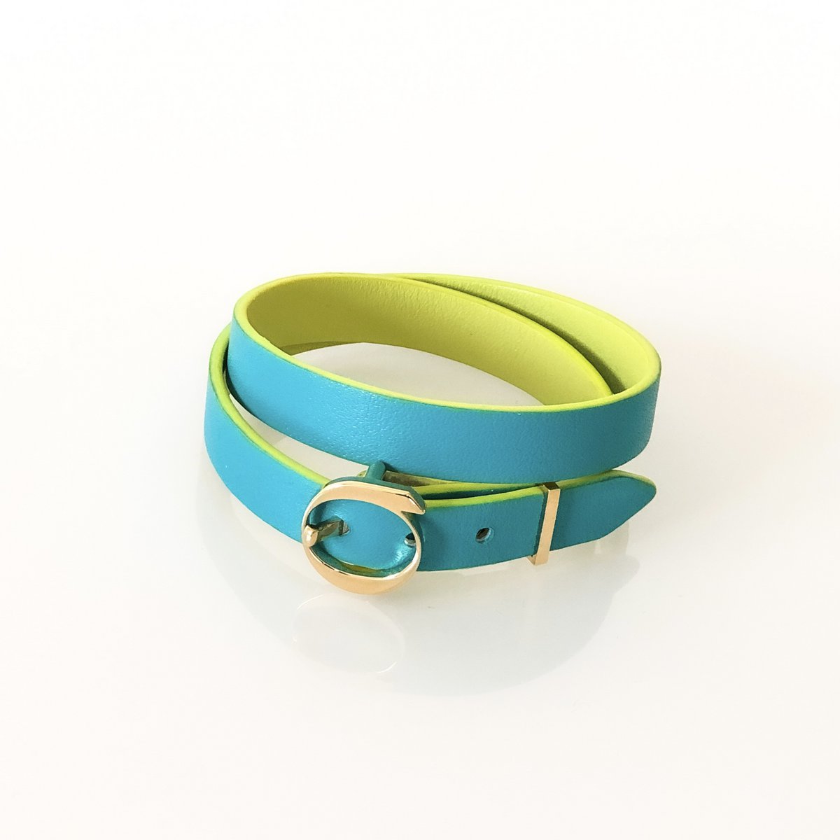 Pulsera de cuero DUO TWIST Turquesa - Lima