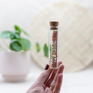 Dried flowers and text in tube - Happy Wedding Day - Wedding - Wedding - Marriage - Love