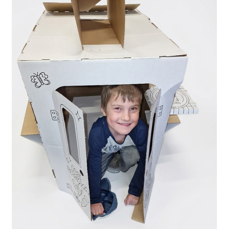 Speelhuis Food Truck Kartonnen speelhuis voor kinderen – DIY Bouwen & Kleuren 3+
