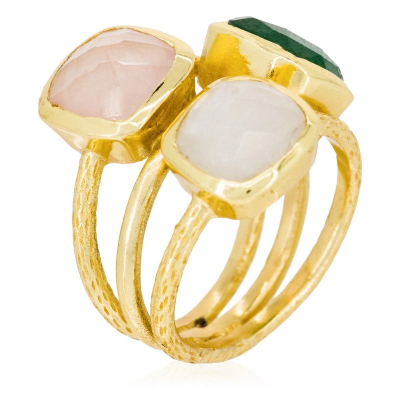 Ring "Elsa" Aventurin og Pink Quartz