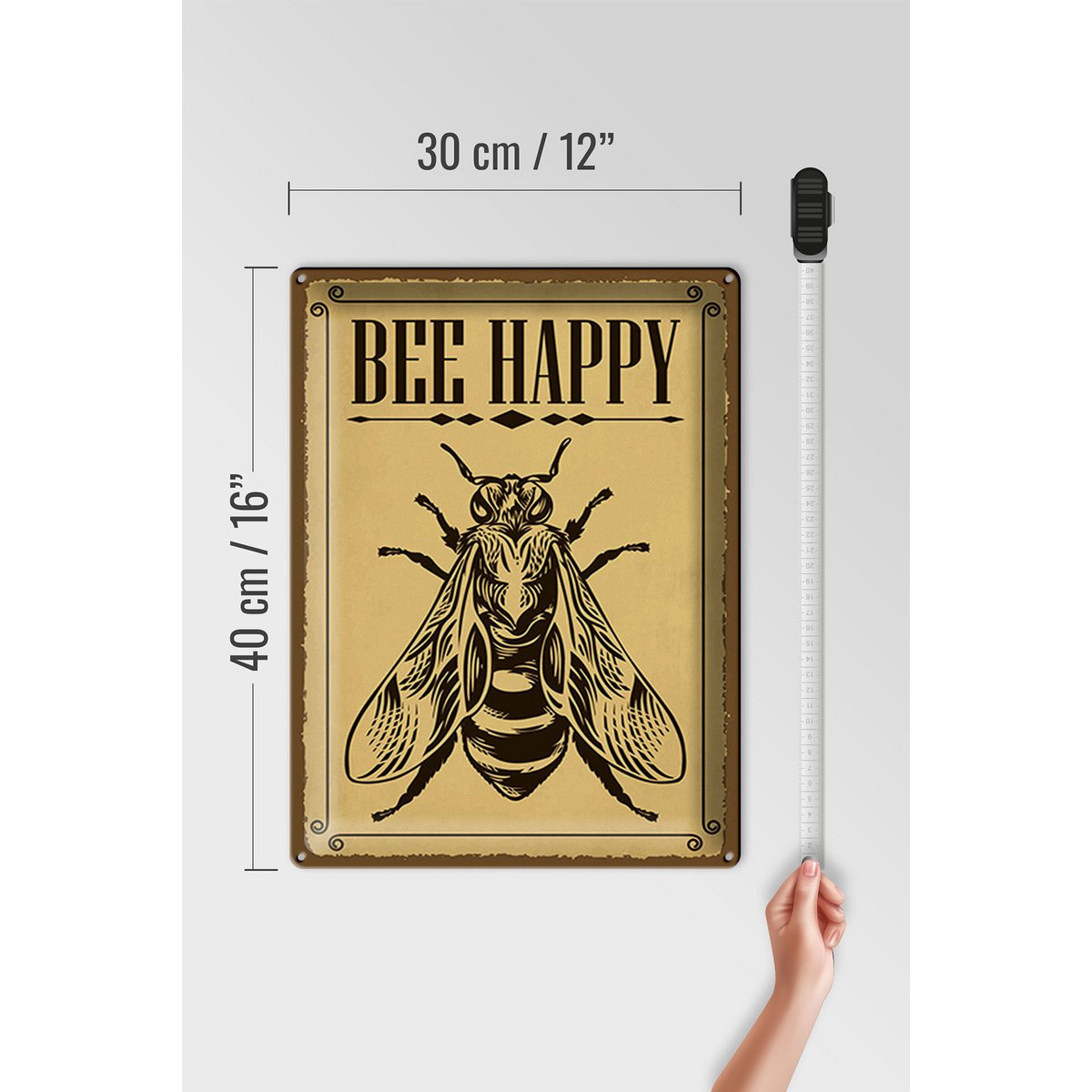 Tin sign note 30x40cm Bee happy bee honey beekeeping