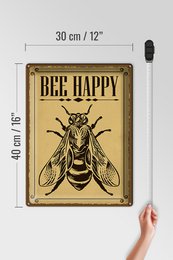 Tin sign note 30x40cm Bee happy bee honey beekeeping