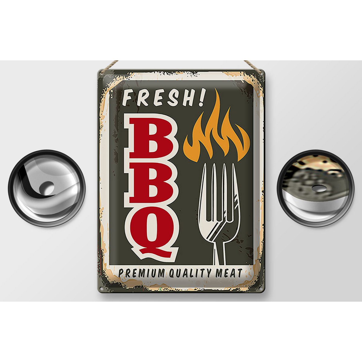 Blechschild Retro 30x40 fresh! BBQ Premium Quality meat