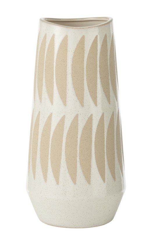 J -Line Vase Kai - Keramik - Beige/hvid - Stor - 40 cm høj