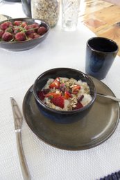 Schüssel Ocker Glasur Keramik Medium