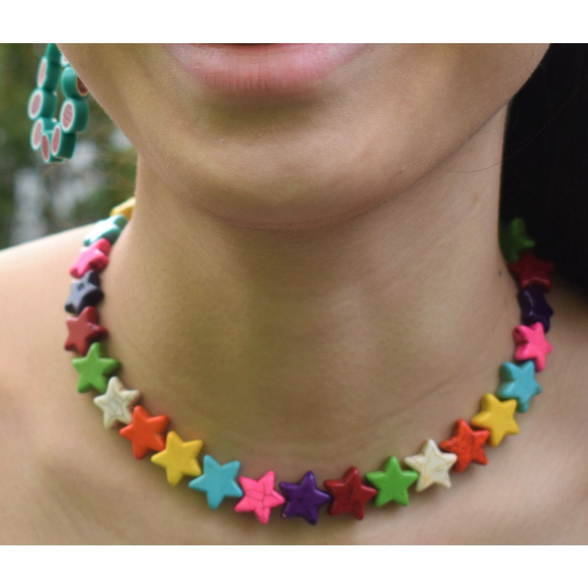 Multicoloured Star Beaded Choker Necklace | by Ifemi Jewels