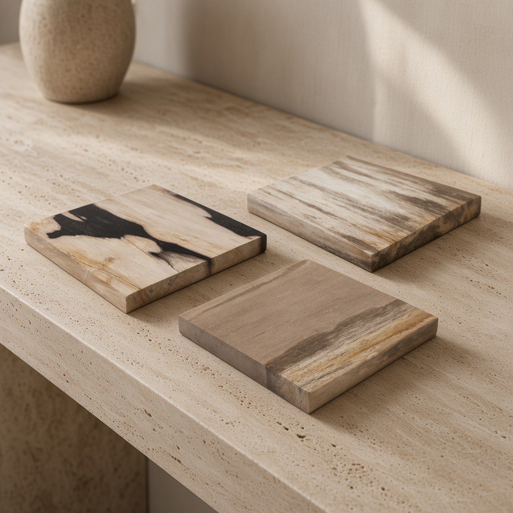 Tablett aus versteinertem Holz – 20 × 20 cm | Gemischte Auswahl
