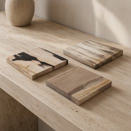 Tablett aus versteinertem Holz – 20 × 20 cm | Gemischte Auswahl