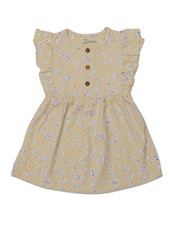 Robe Bébé Luxe Sable avec Manches Papillon