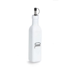 Olieflesje "Olie", 270 ml, glas/RVS, wit