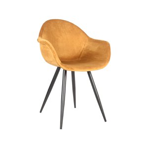 Silla de Comedor Hazer Forli - Ocre - Terciopelo - Estructura de Metal Negro 60 x 83 x 58 cm