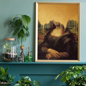 Drippy Mona Lisa Gold Graffiti-Druck