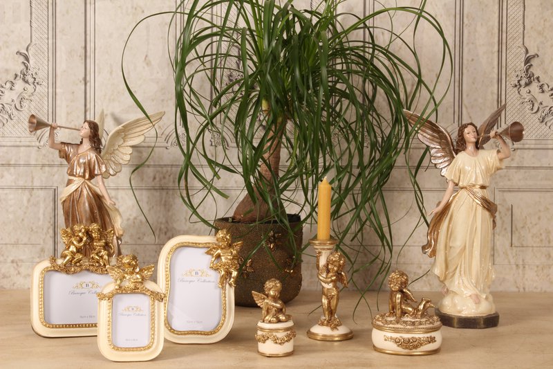 Angel Candle Holder - Resin - Cream/Gold