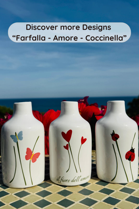 Håndlavet olieflaske med olie donorer olie jug keramisk flaske "unica" til olivenolie & eddike fra Italien