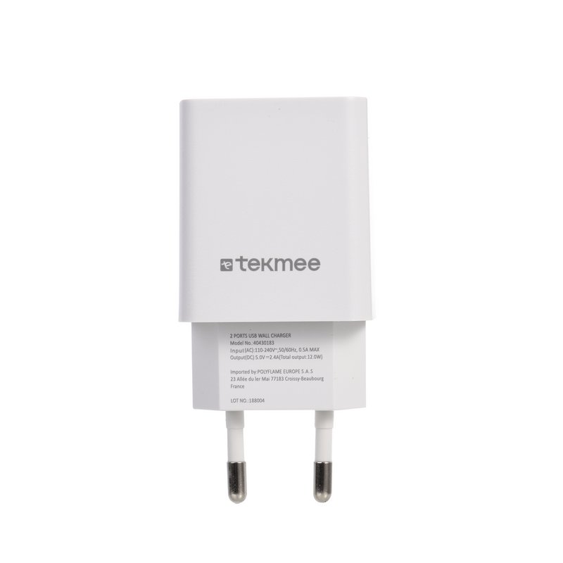 Stopcontact 2 USB-poorten 2,4A - Tekmee