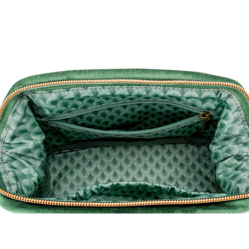 Neceser - S - Terciopelo bordado - Verde - 19x12x8,5cm