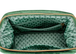 Toiletry bag - S - Embroidered velvet - Green - 19x12x8.5cm