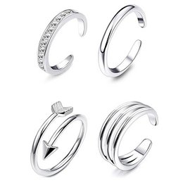 4 stk Simple legering krystal fodring Justerbar åbning tåring til kvinder pige sommer strandferie smykker fingerring
