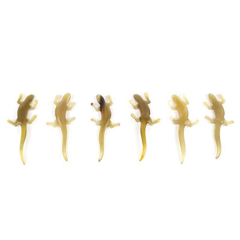 Set of 6 lizard knife holders in blond horn