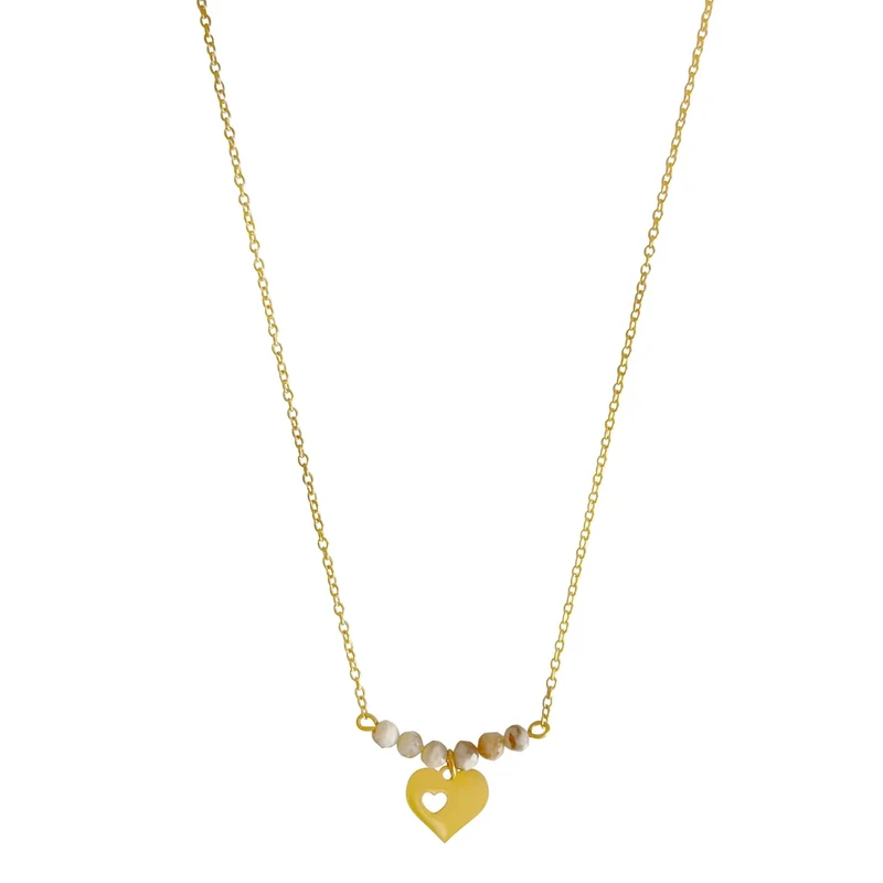 Collana Cuore e Feldspato Zebrato - Oro