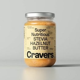 Stevia-sweetened hazelnut butter, 6 jars, 250g each. Creamy, nutty, and low in sugar.