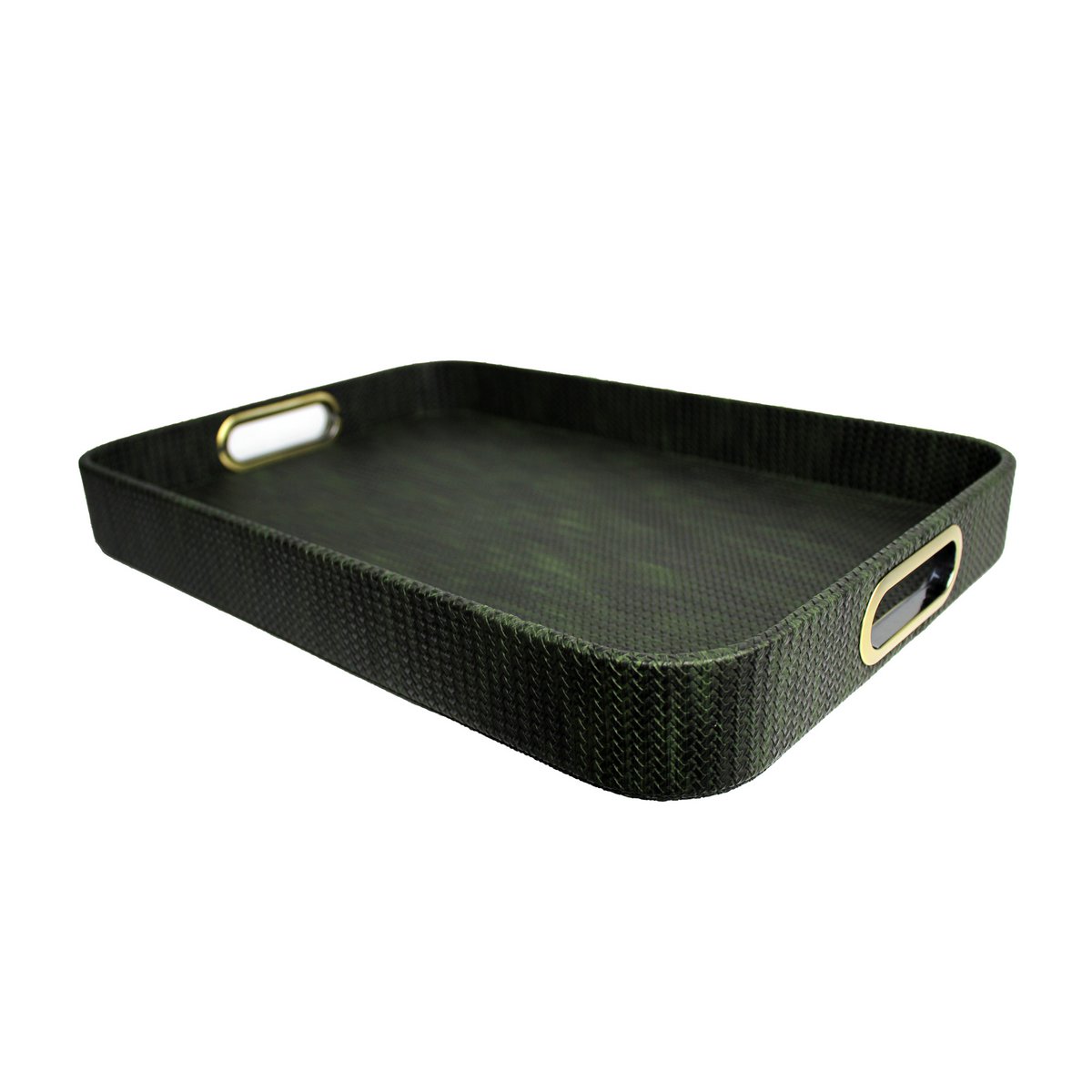 Tablet Look tressé vert avec poignées en laiton 45 × 33 × 6cm