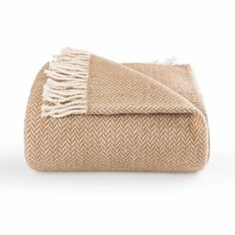 Ladira Wollen Plaid – Beige | 100% Anatolische Wol | Warme & Duurzame Wintercomfort