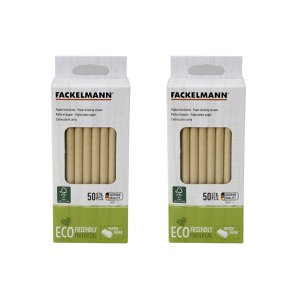 Set van 2 dozen met 50 bruine stijve papieren rietjes Fackelmann Eco Friendly