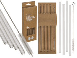 Glass drinking straw with cleaning brush,