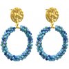 H-D2.2 E221-472 No.6 S. Steel Glassbeads Earrings 4x3cm Blue
