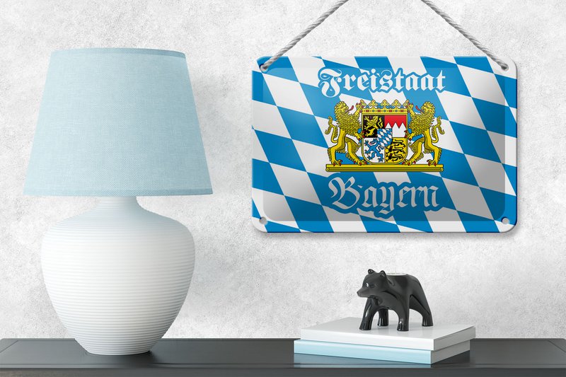 Tin sign Bavaria 18x12cm Free State of Bavaria coat of arms decoration